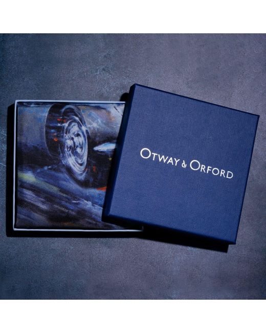 Otway & Orford Blue 'On A Mission' Gt Car Silk Pocket Square for men