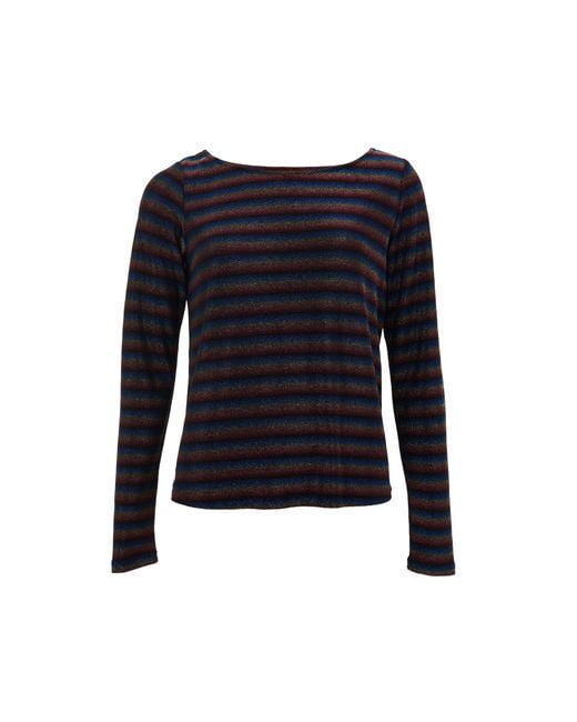 Louche Blue Josiane Sparkle Stripe Boat Neck Top