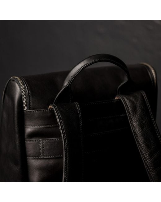 Time Resistance Black Large Leather Backpack