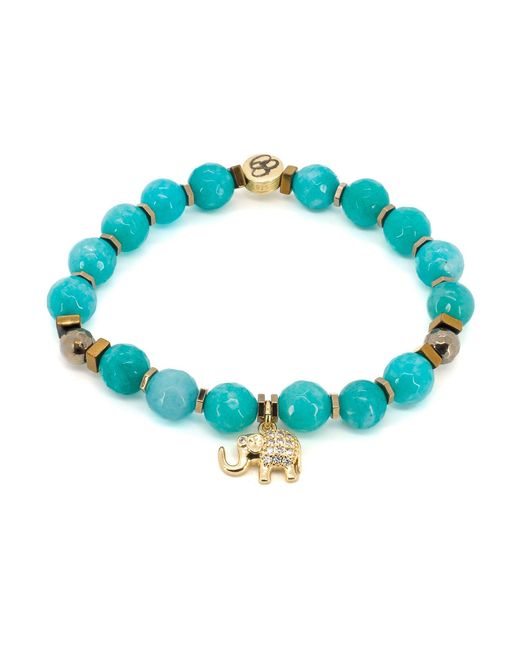 Ebru Jewelry Blue Amazonite Lucky Elephant Beaded Bracelet