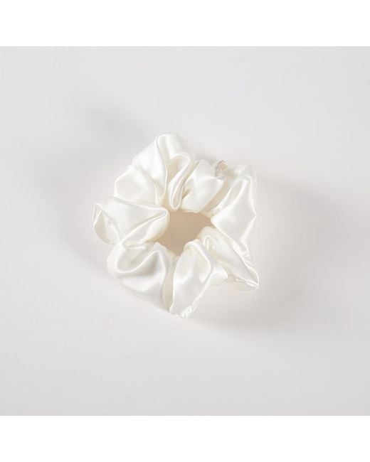 Soft Strokes Silk White Pure Mulberry Silk French Scrunchie Set Of Five