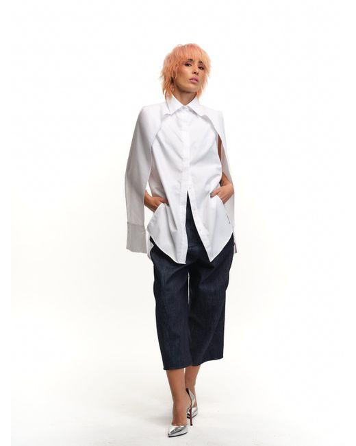 Clothes by Locker Room White Cape-Effect Button-Down Shirt