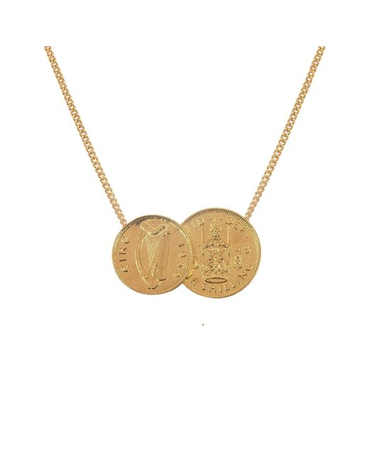 Katie Mullally Metallic Irish & Scottish Double Coin Pendant & Chain for men