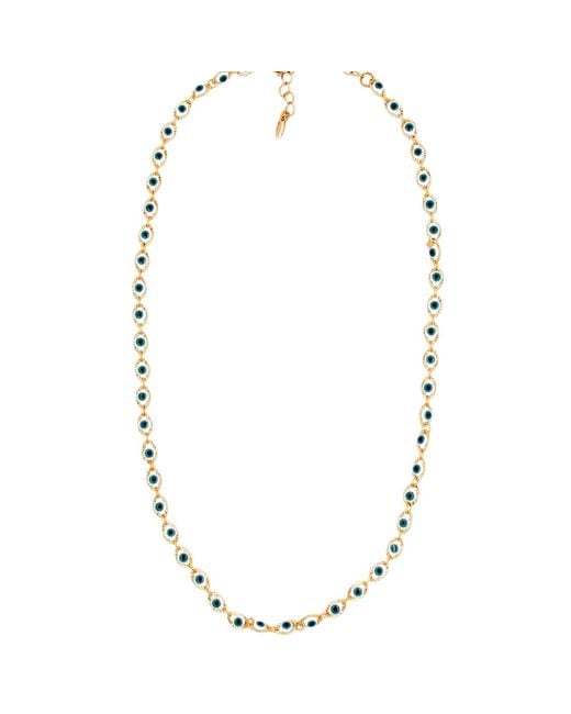 1610Istanbul Metallic Evil Eye Chunky Necklace
