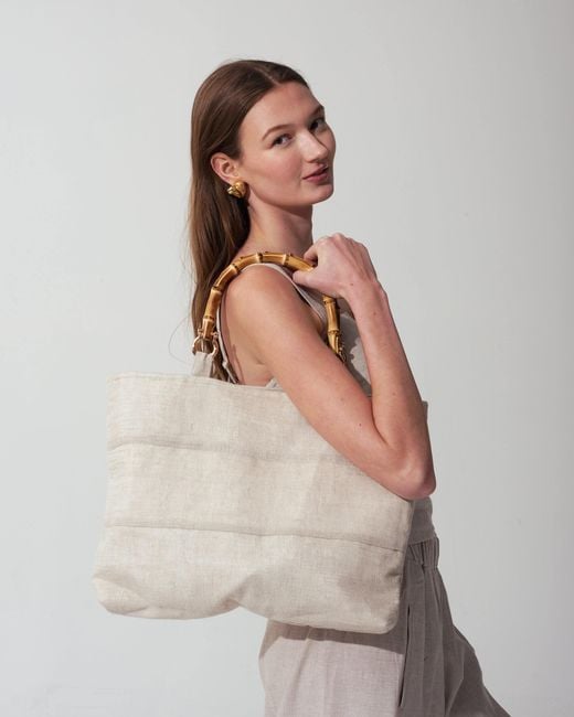 MARICEL White Neutrals Kiara Soft Structured Tote Bag