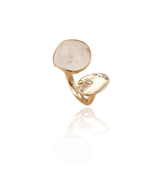 Rare Matters Jewelry White Clear Quartz Gemstone Huggie Ring