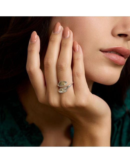 Isla Silver White Adjustable Calla Lily Ring