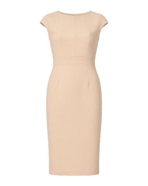 Conquista Natural Neutrals Solid Colour Dress With Cap Sleeves Creme Color