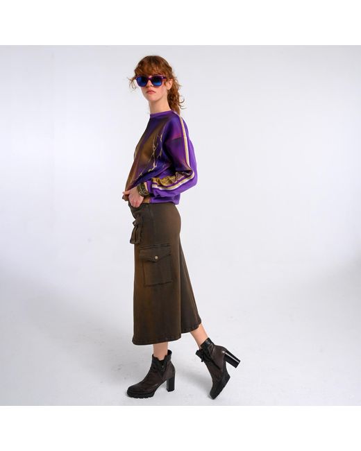 Lalipop Design Blue Abstract Print & Paneled Sweatshirt