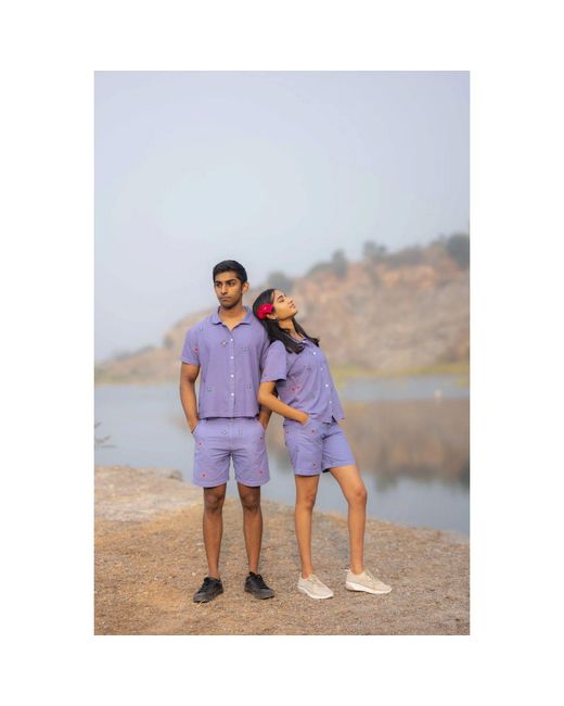 Tega Collective Purple Alankara Hand Embroidered Half Sleeve