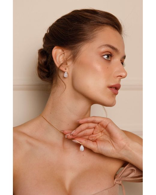 Katy Faye White Neutrals September Moonstone Earrings