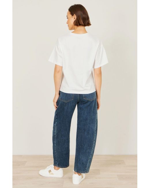 Yumi' White Retro Relaxed Flamingo Cotton T Shirt