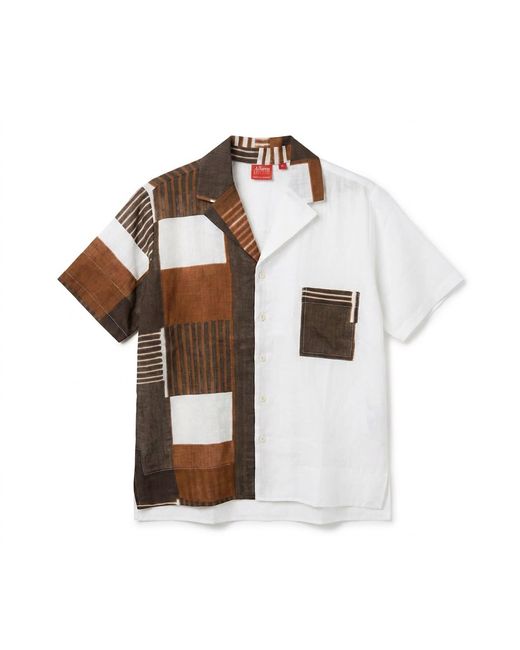 Studio Afuera Brown Lima Clay Linen Printed Shirt
