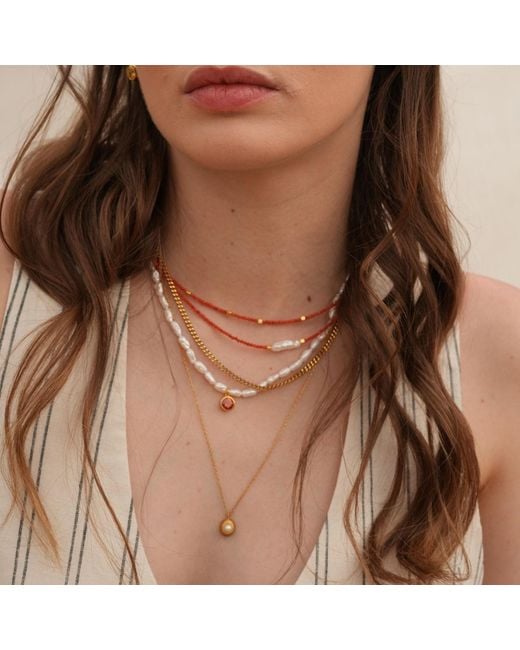 LINYA JEWELLERY Metallic Kely Coral Pearl Necklace
