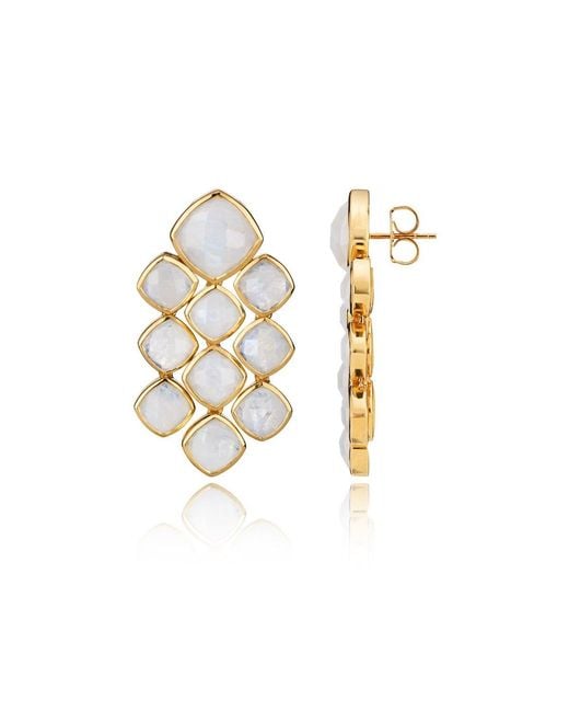Lulu B London Metallic Moonstone Chandelier Gemstone Earrings