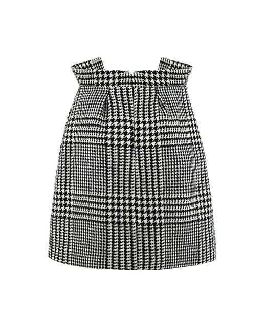 AVENUE No.29 Black Checked Wool Wrap Mini Skirt