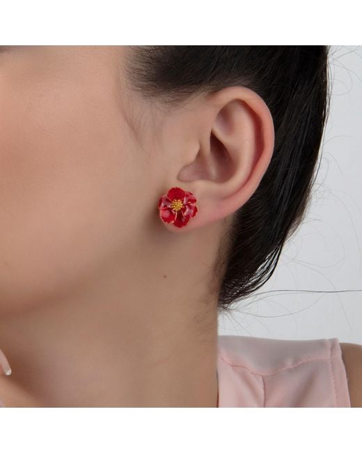 Milou Jewelry Red Petite Flower Earrings