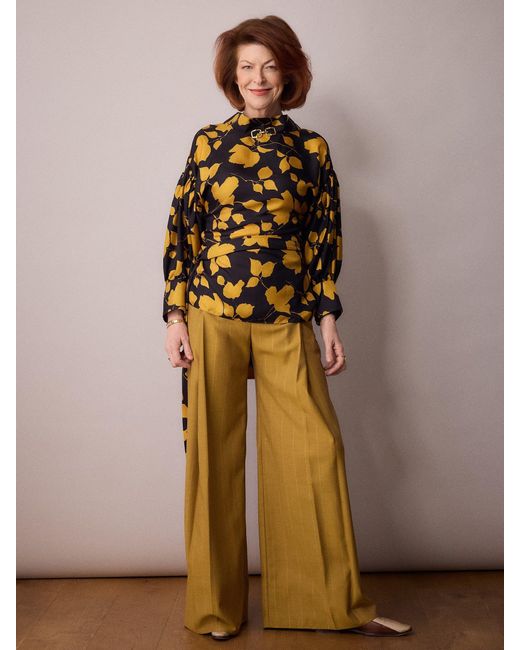Amanda Thompson Couture Yellow Wren Blouse Silk & Floral
