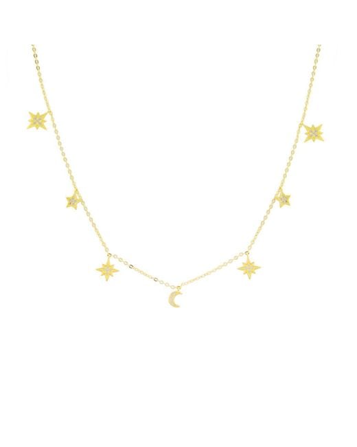 Seven Saints Metallic Heavenly Realms Moon & Stars Drop Choker Necklace, Over Sterling