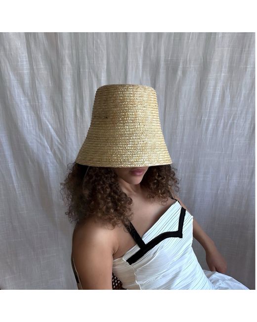 London Atelier Byproduct Natural Neutrals Raffia Lamp Bucket Hat
