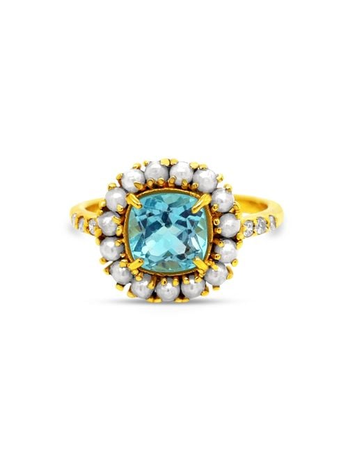 GEM BAZAAR Metallic Diana Topaz Pearl Ring