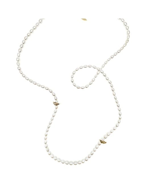 Farra Metallic Freshwater Pearls With Butterfly Charms Long Or Multi- Layers Necklace