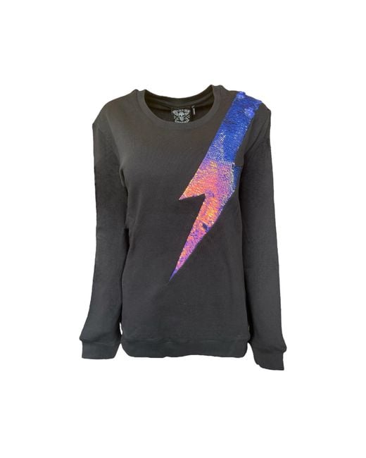 Any Old Iron Black Iridescent Oil Slick Reversible Sequin Lightning Sweatshirt for men
