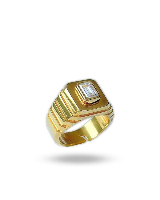LINYA JEWELLERY Metallic Octagon Stone Signet Ring