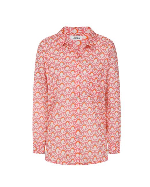 Luella Fashion Pink Neutrals Lisbon Cotton Shirt Printed Pattern Coral