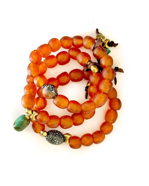 Persia Dona Jewelry Orange Amber Glass Bracelet