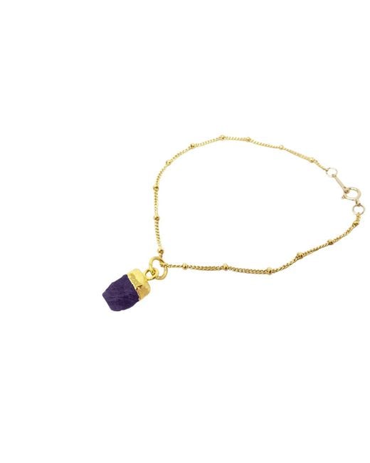 Harfi Metallic Raw Amethyst February Birthstone Plated Bracelet