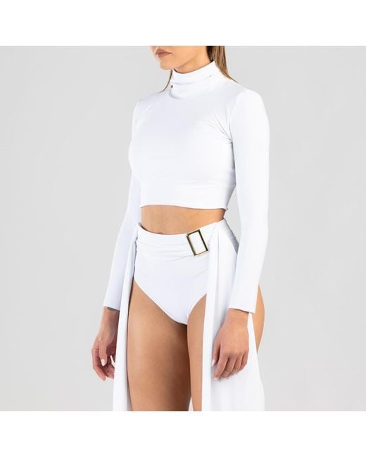 ANTONINIAS Black Amaze High Waisted Swimwear Bottom With Decorative Belt And Golden Buckle