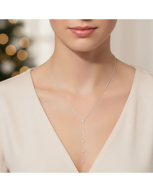 BLOOMTINE | Earth Angel HQ Metallic Illuminess Sterling Diamond Goddess Sparkle Lariat Necklace