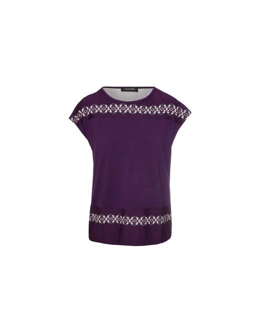 Conquista Purple Oriental Print Detail Top