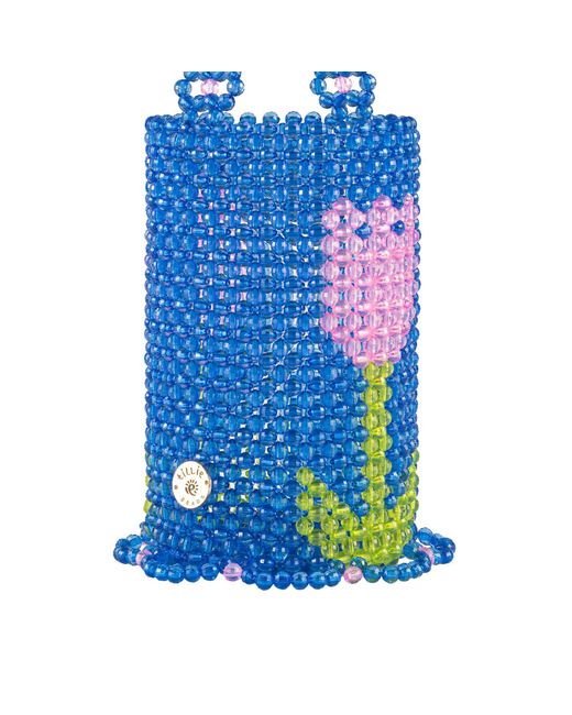 Tillie Beads Blue Bloom Tulip Bucket Bead Bag