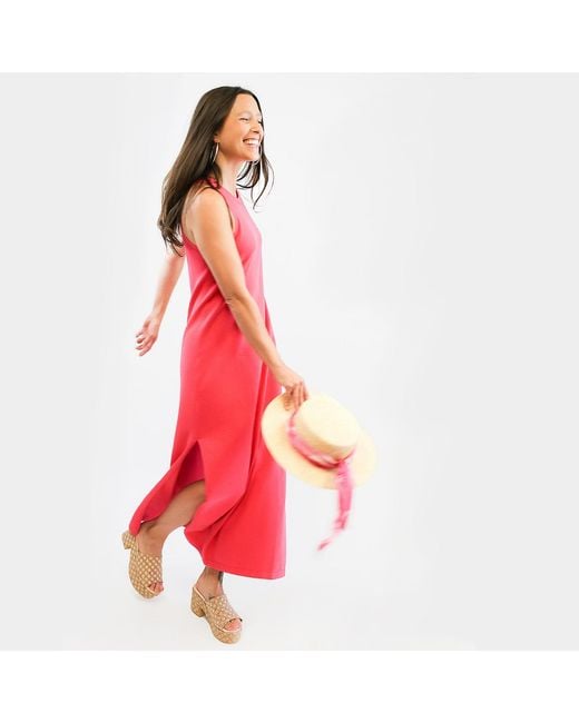 Zenzee Pink Cotton Cashmere Maxi Dress With Side Slits