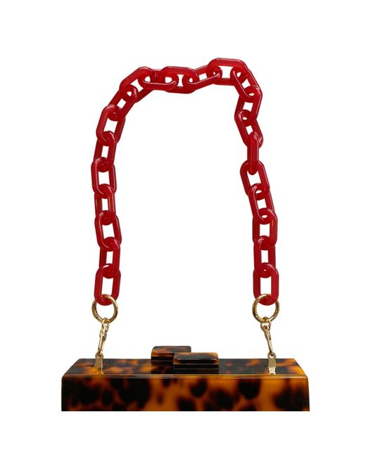 CLOSET REHAB Red Chain Link Short Acrylic Purse Strap In Cherry