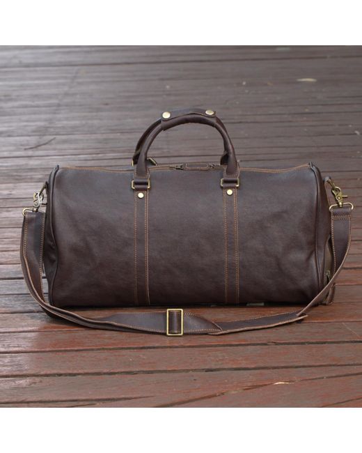 Touri Brown Leather Yoga Bag With Shoe Storage