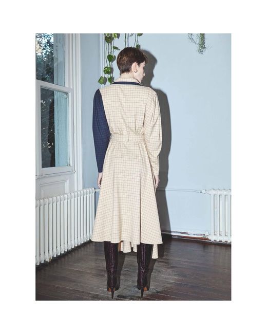 NAZLI CEREN Natural Sava Asymmetric-Hem Midi Dress