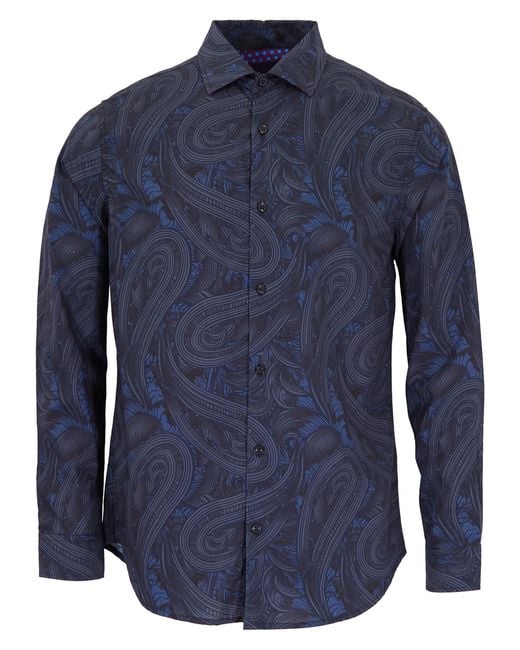 Lords of Harlech Blue Norman Paisley Badalona Shirt for men