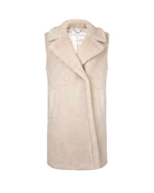 ISSY LONDON White Neutrals Rita Faux Shearling Gilet Stone