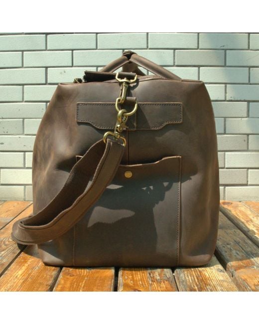 Touri Brown Genuine Leather Holdall Luggage Bag for men
