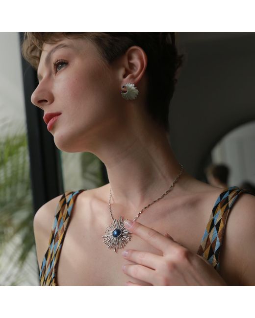 Retro Chic White Dandelion Necklace