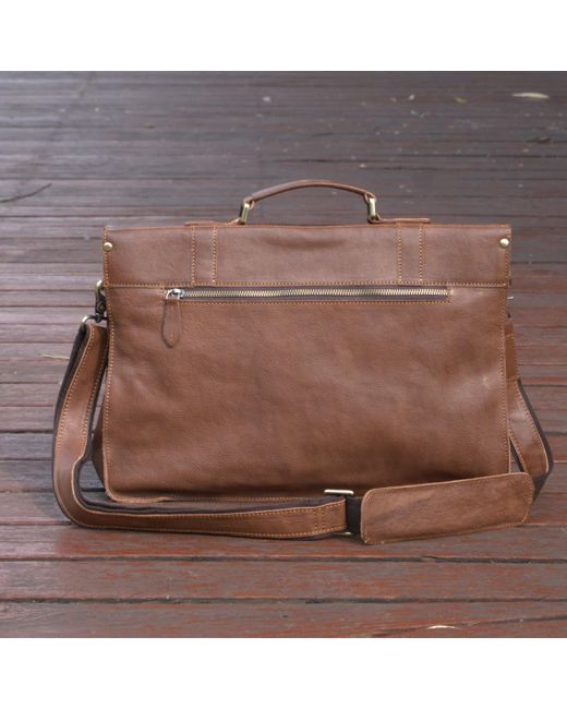 Touri Brown Worn Look Genuine Leather Laptop Bag
