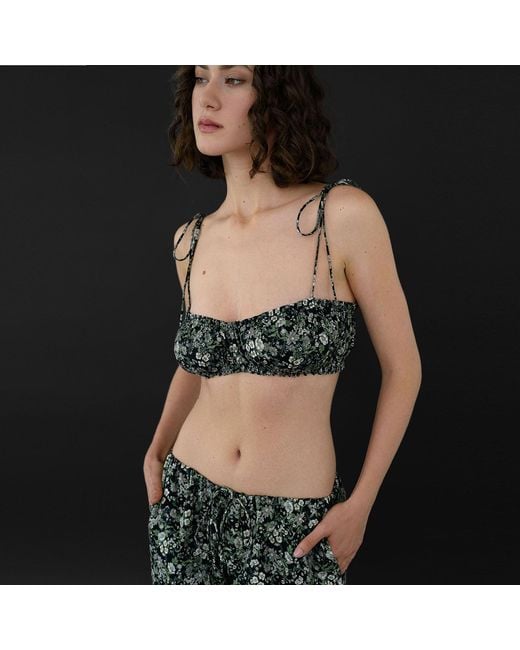 NUAJE NUAJE Black Shirred Cotton Bralette