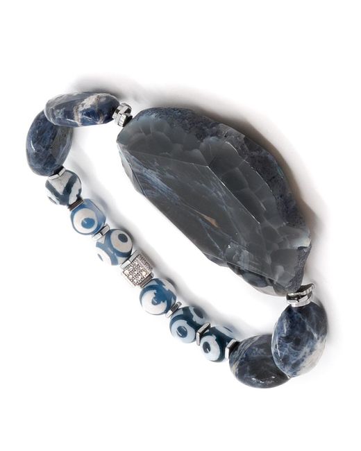 Ebru Jewelry Blue Natural Agate Stone Emotional Balance Bracelet