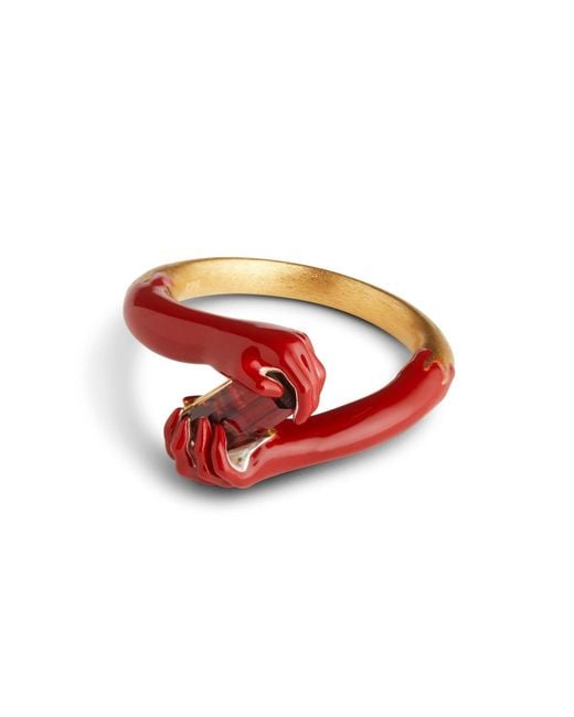 Kasun Red Love On Your Hand – Enamel & Mozambique Garnet