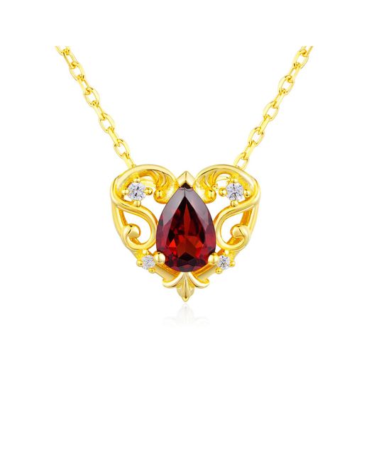 Azura Jewelry New York Metallic Rosy Heart Mozambique Garnet Necklace Vermeil