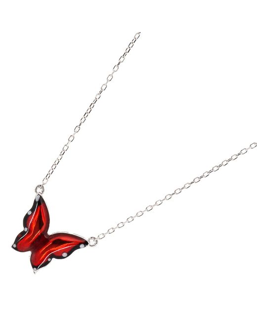 Ebru Jewelry Red Joy Enamel Butterfly Necklace