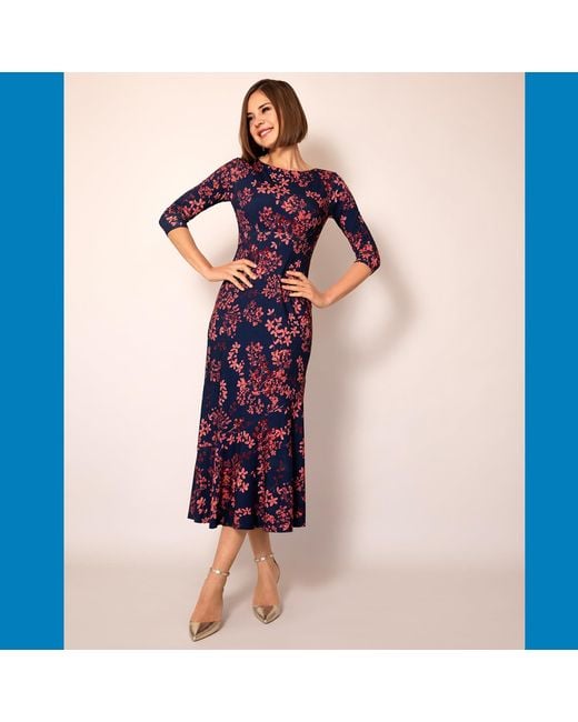 Alie Street London Purple Maxine Asymmetric Dress Bronzed Blooms
